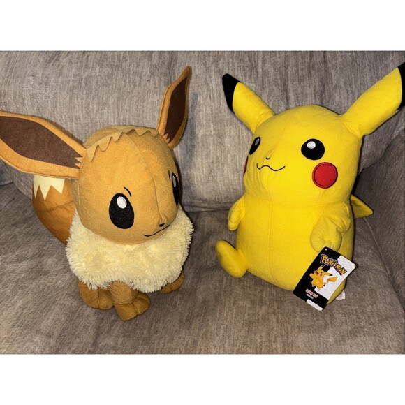 Other - Big 16 Inch Set If 2 Pokemon Plush Pikachu (has Tags) Evee 2014 2022